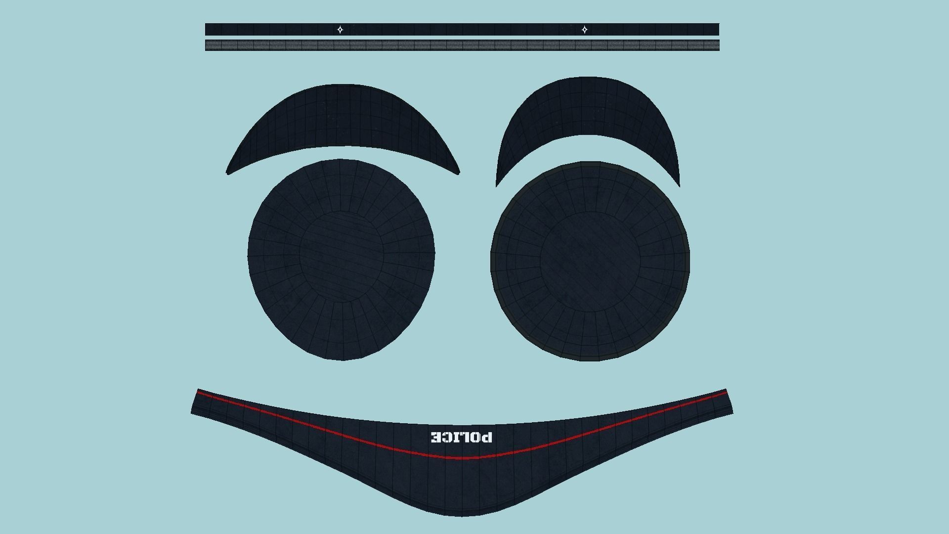 Police Cap 09 Black Red - Military Character Design Fashion Low-poly 3D model_5