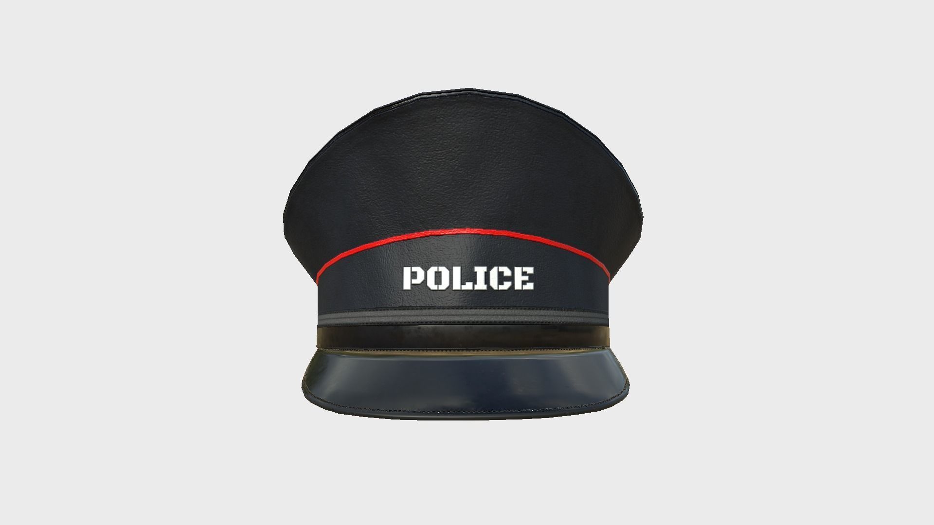Police Cap 09 Black Red - Military Character Design Fashion Low-poly 3D model_1