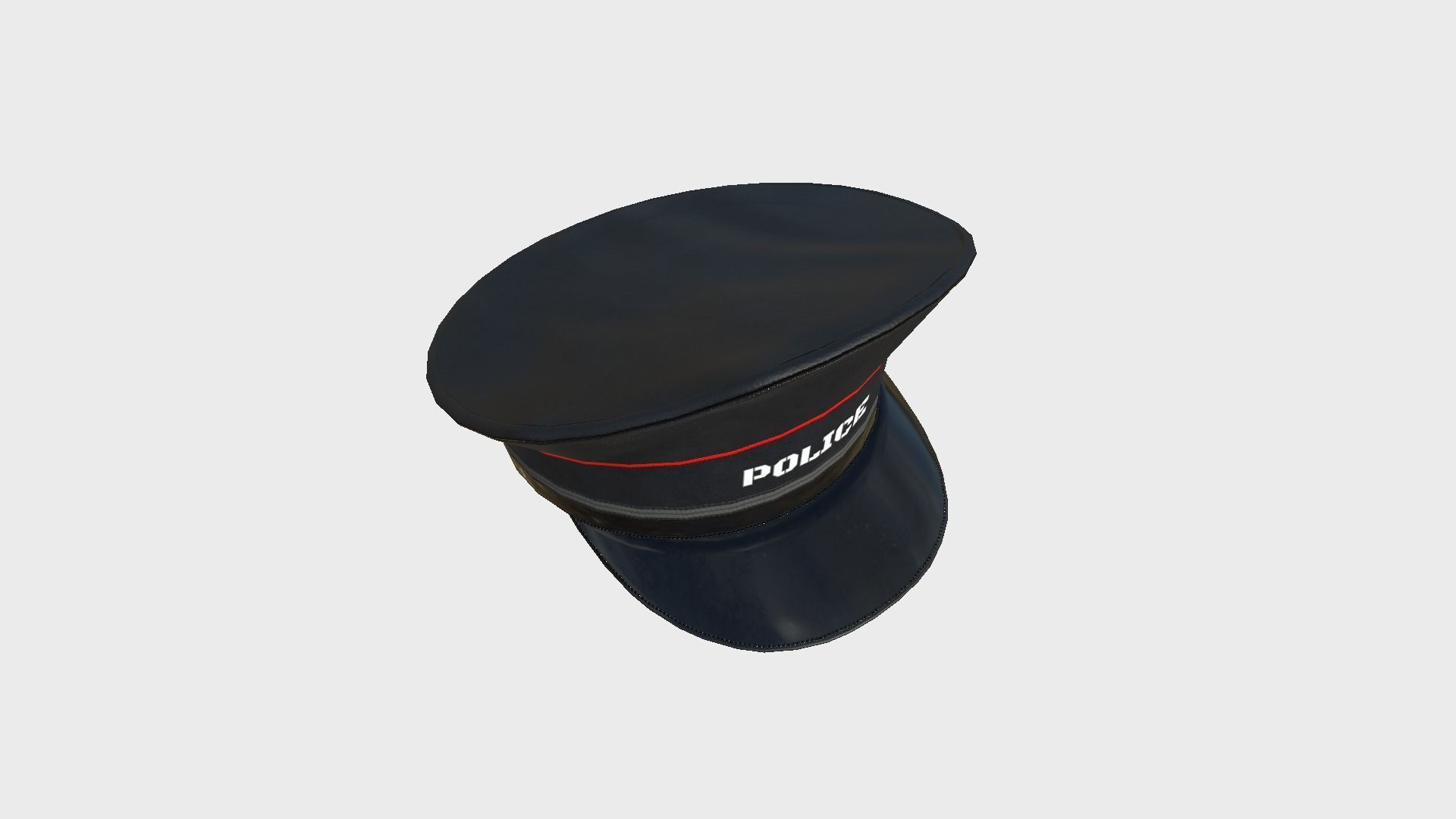 Police Cap 09 Black Red - Military Character Design Fashion Low-poly 3D model_4