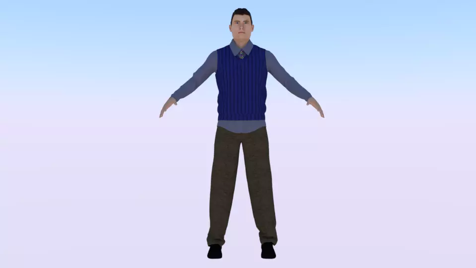 Male in Casual Clothes 02 Low-poly 3D model_0