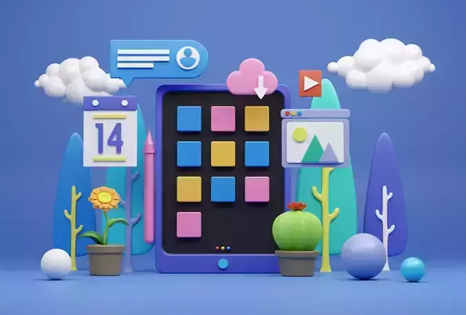 Tablet Fun Activity Illustration