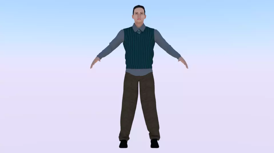 Male in Casual Clothes 04 Low-poly 3D model_0