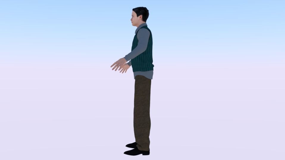 Male in Casual Clothes 04 Low-poly 3D model_3