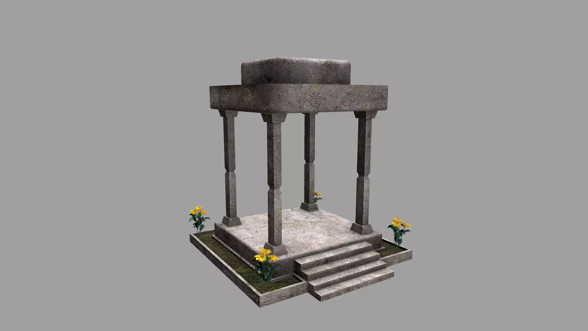 Stone Gazebo Low-poly 3D model_0