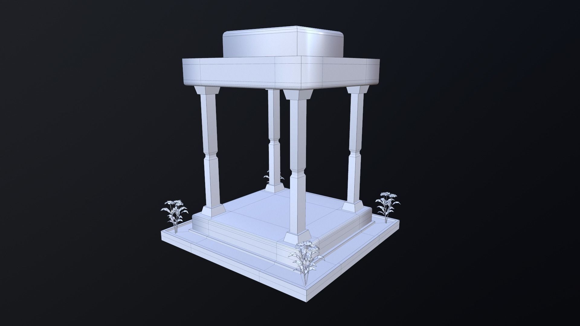 Stone Gazebo Low-poly 3D model_8
