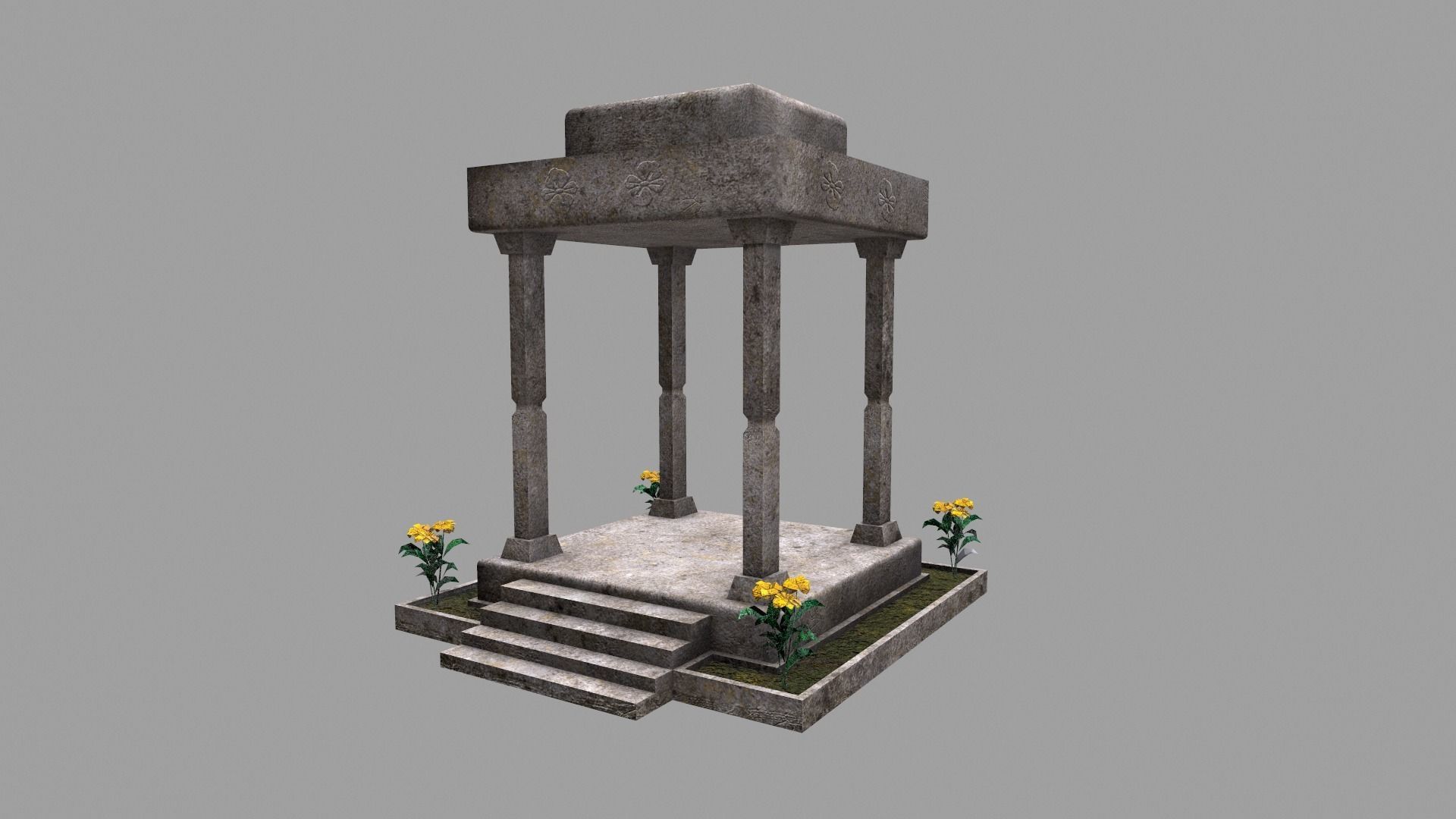 Stone Gazebo Low-poly 3D model_2
