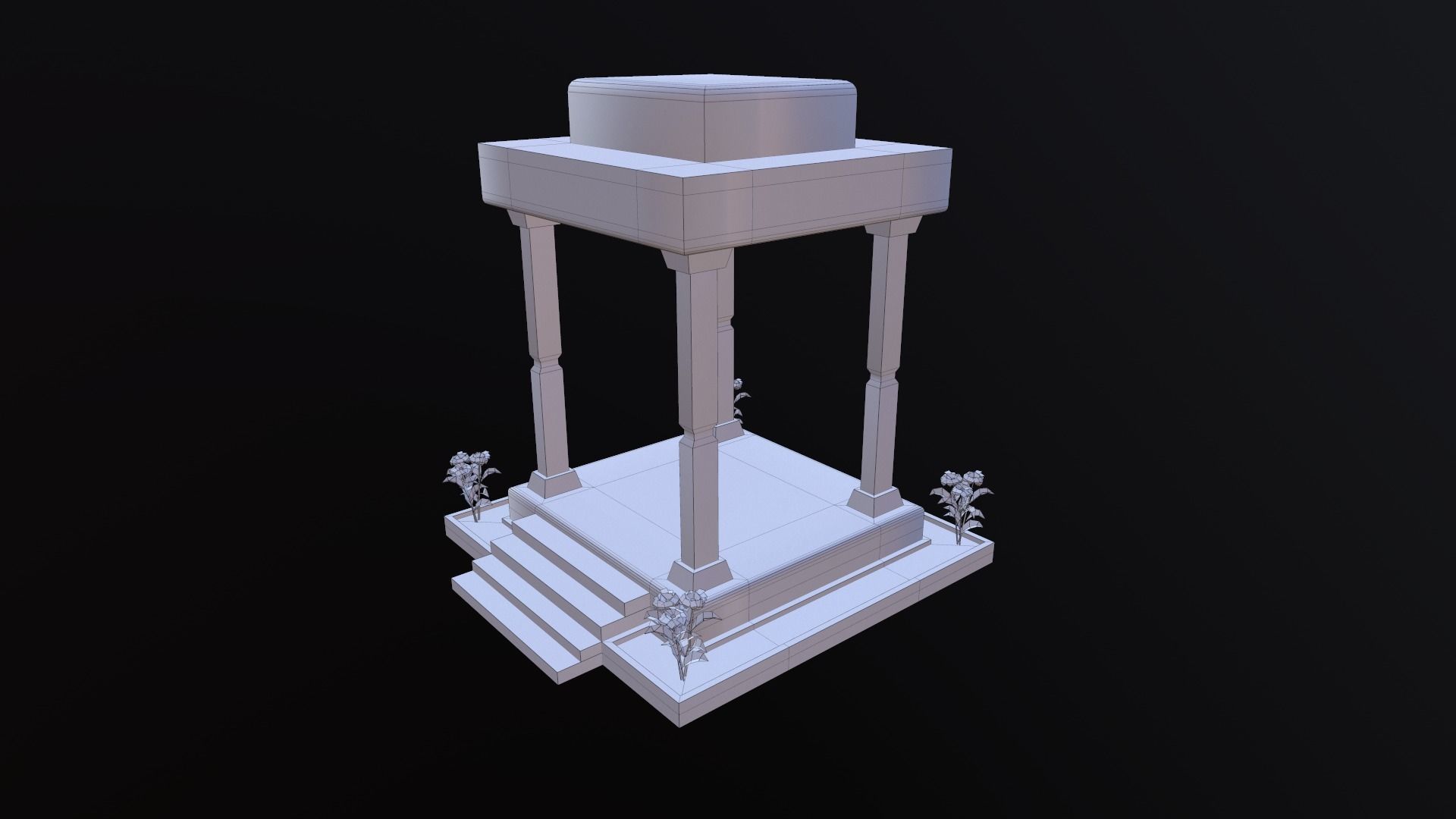 Stone Gazebo Low-poly 3D model_7