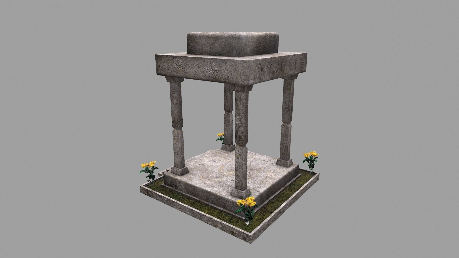 Stone Gazebo Low-poly 3D model_3