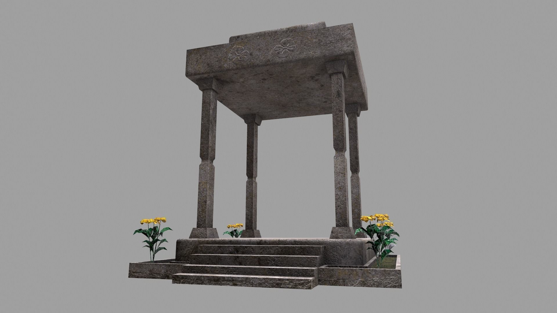 Stone Gazebo Low-poly 3D model_6