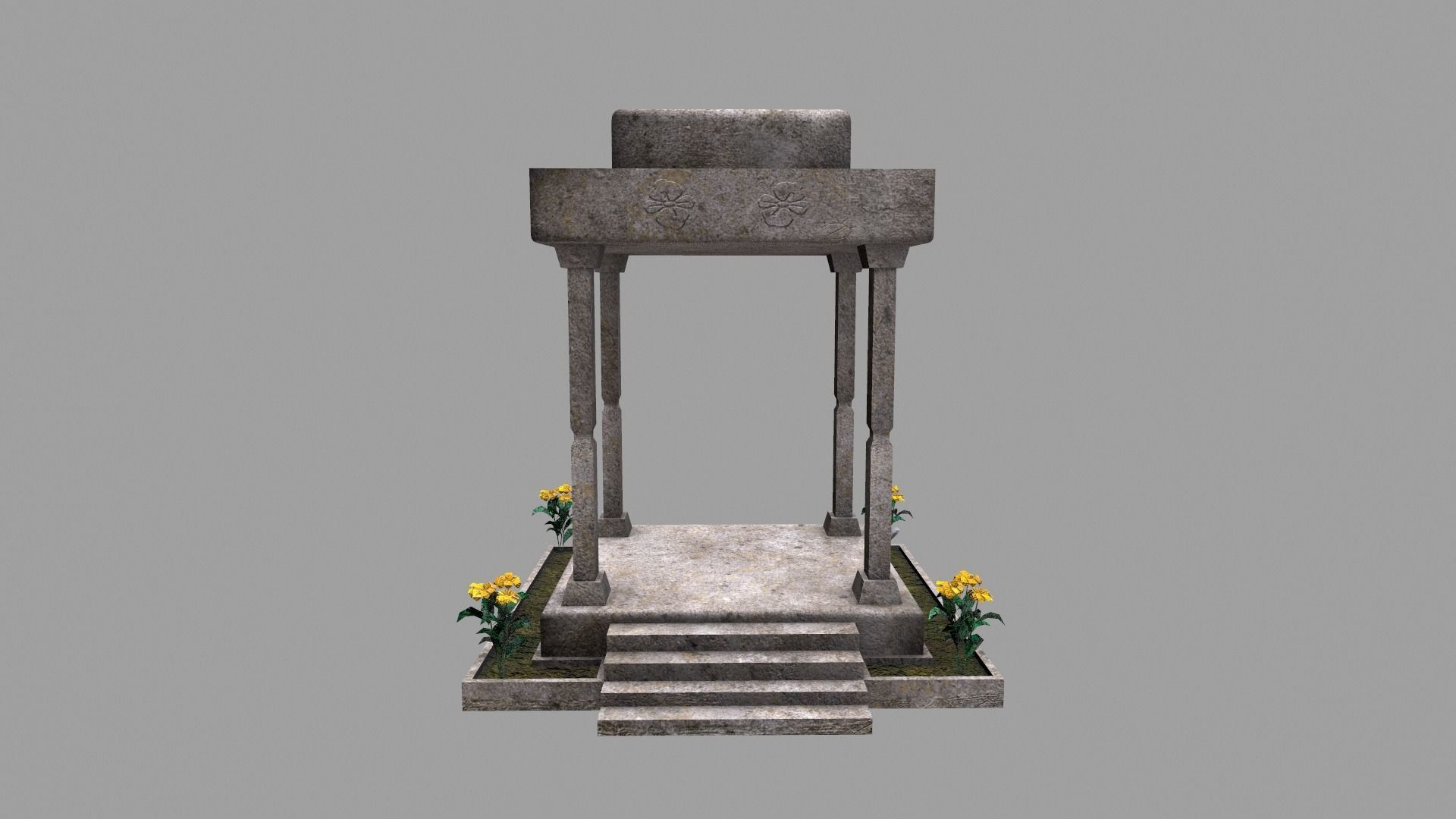 Stone Gazebo Low-poly 3D model_5