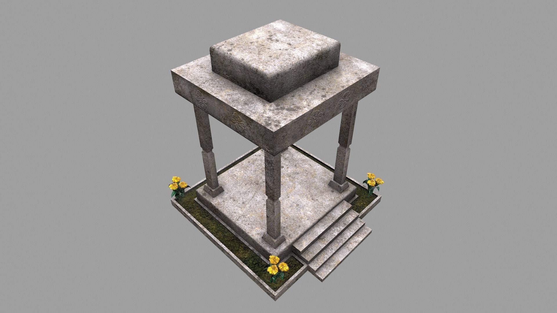 Stone Gazebo Low-poly 3D model_4