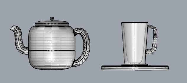 Teapot  And Tea Cup Model 3D model_3