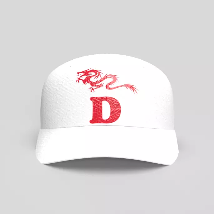 A White Jeans Baseball Cap with a Dragon and the Letter D 3D model