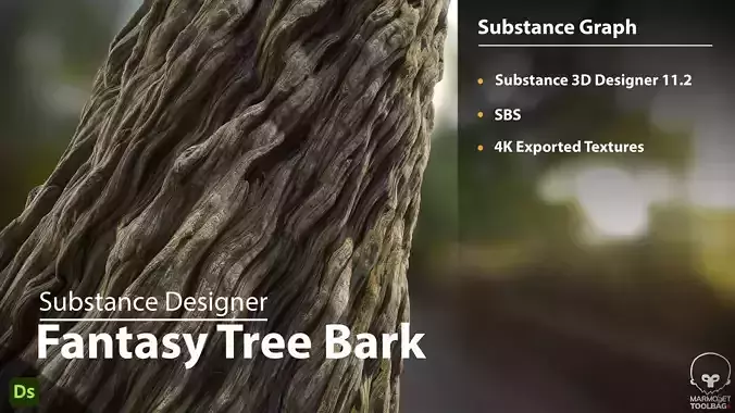 Fantasy Tree Bark Silver - Substance Designer Texture