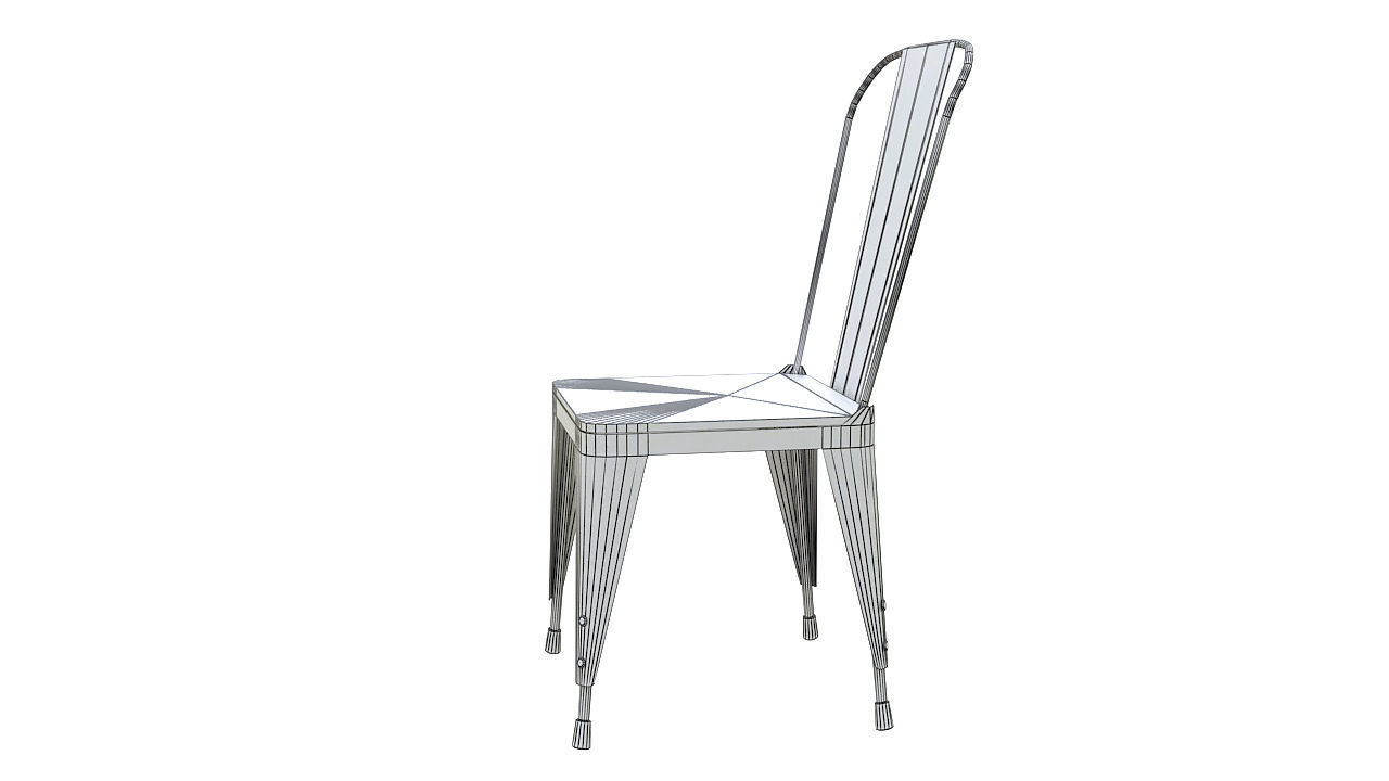 Metal dining chair with wooden seat 3D model_11