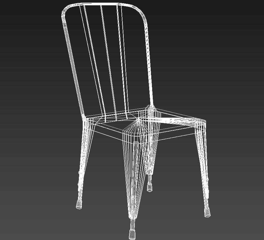 Metal dining chair with wooden seat 3D model_15