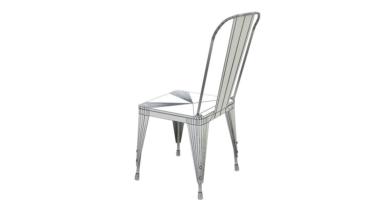 Metal dining chair with wooden seat 3D model_12