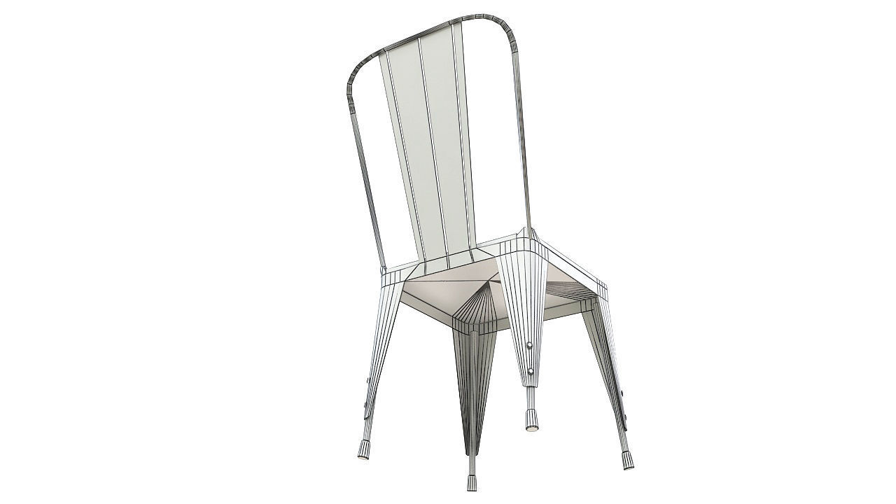 Metal dining chair with wooden seat 3D model_13
