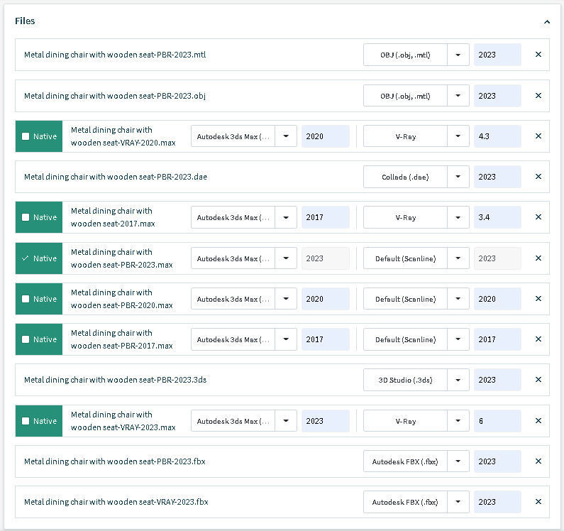 Metal dining chair with wooden seat 3D model_19