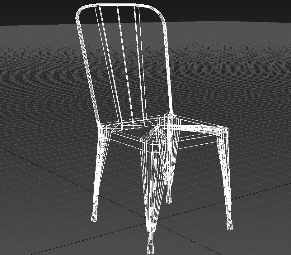 Metal dining chair with wooden seat 3D model_14