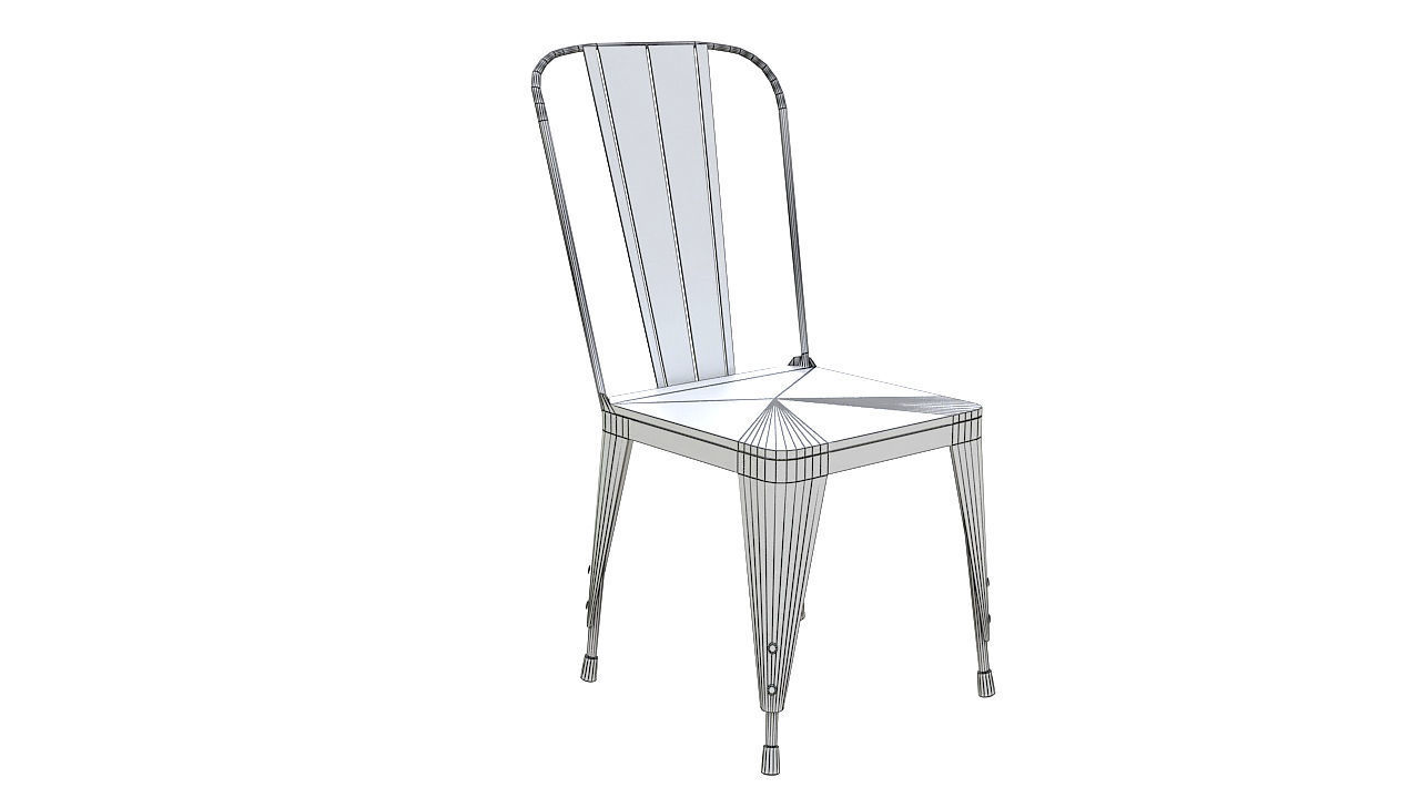 Metal dining chair with wooden seat 3D model_9