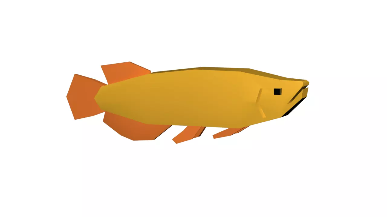 Fish model - Japanese Golden Arowana Low-poly 3D model_0