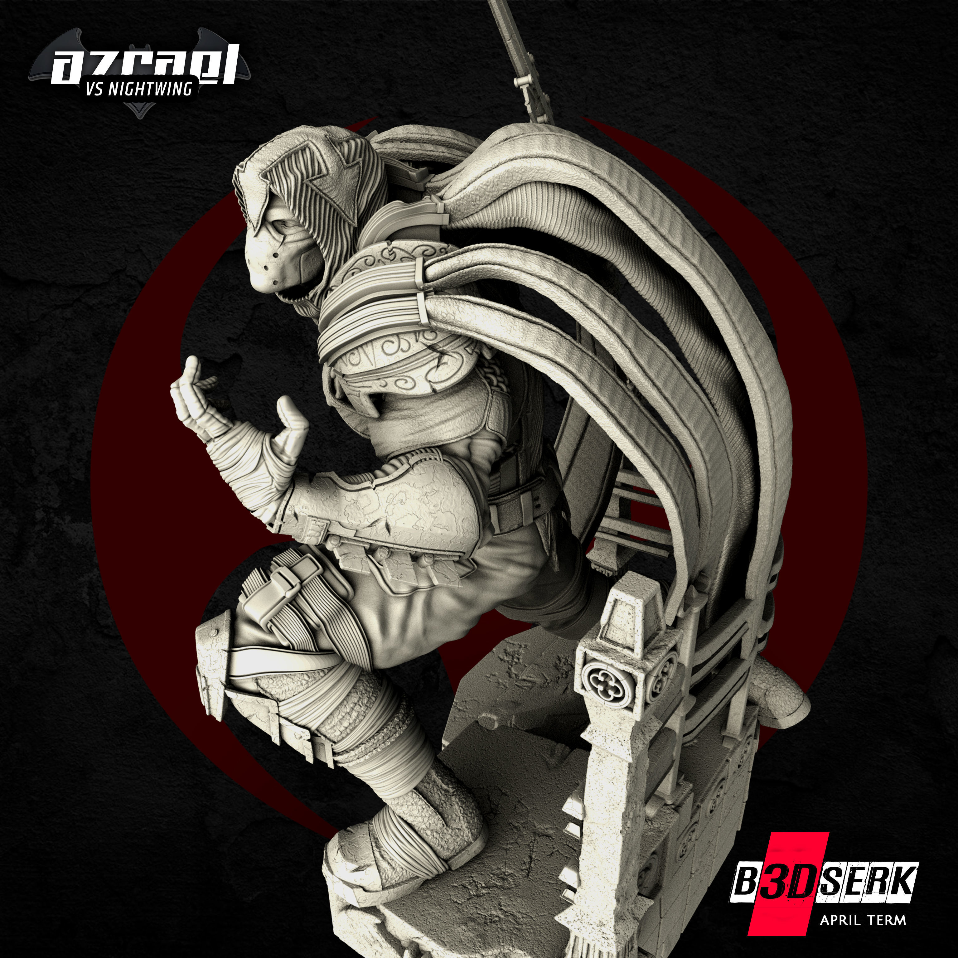 B3DSERK April Term Azrael 3d Sculpture  ready for printing 3D print model_9