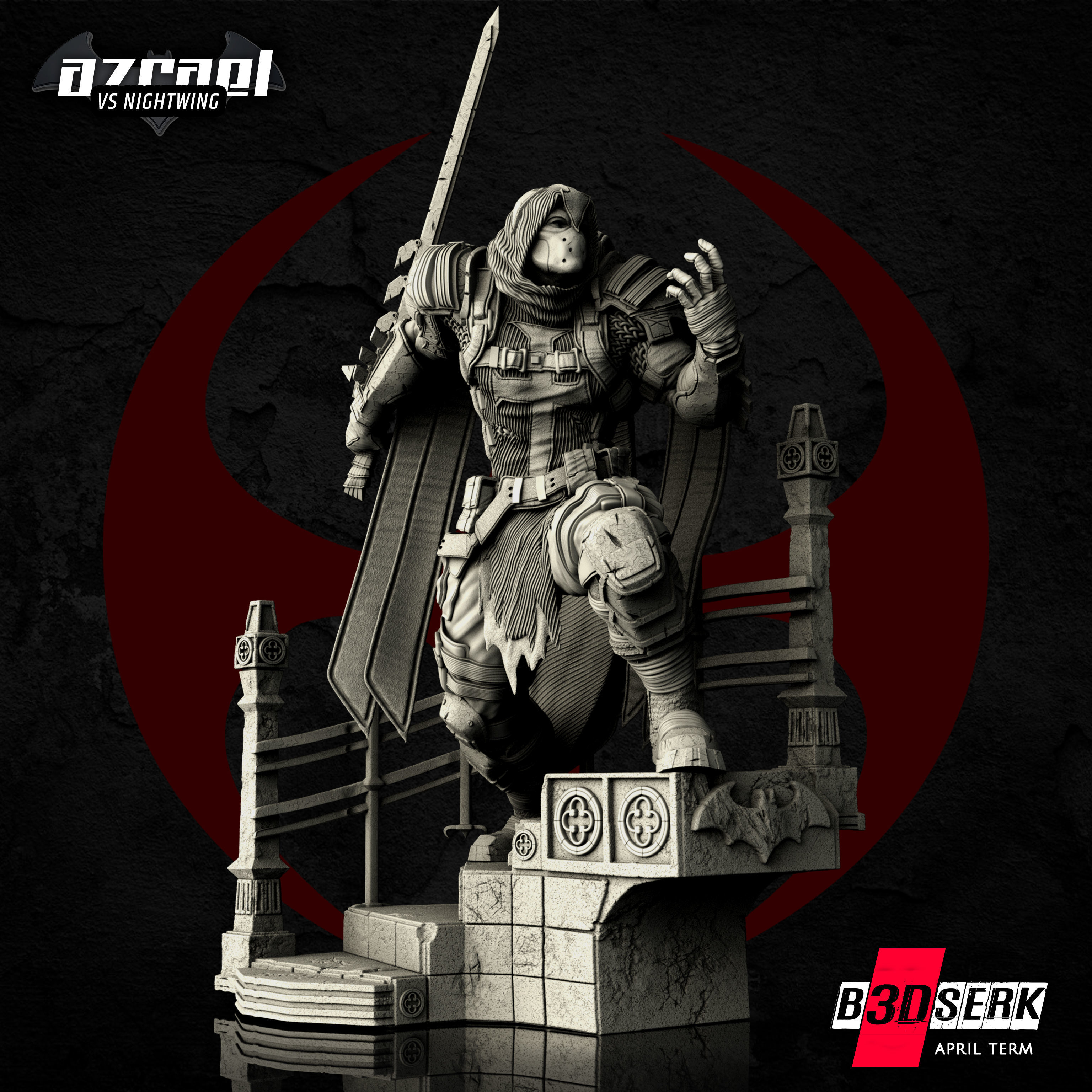 B3DSERK April Term Azrael 3d Sculpture  ready for printing 3D print model_5
