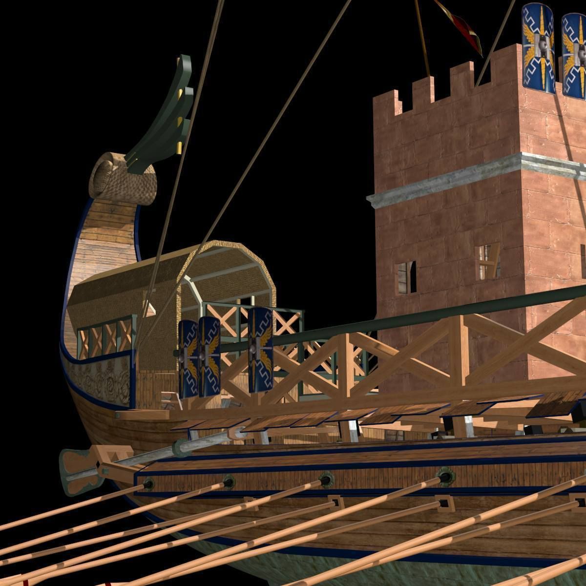 Roman Warship Bireme 3D model_20