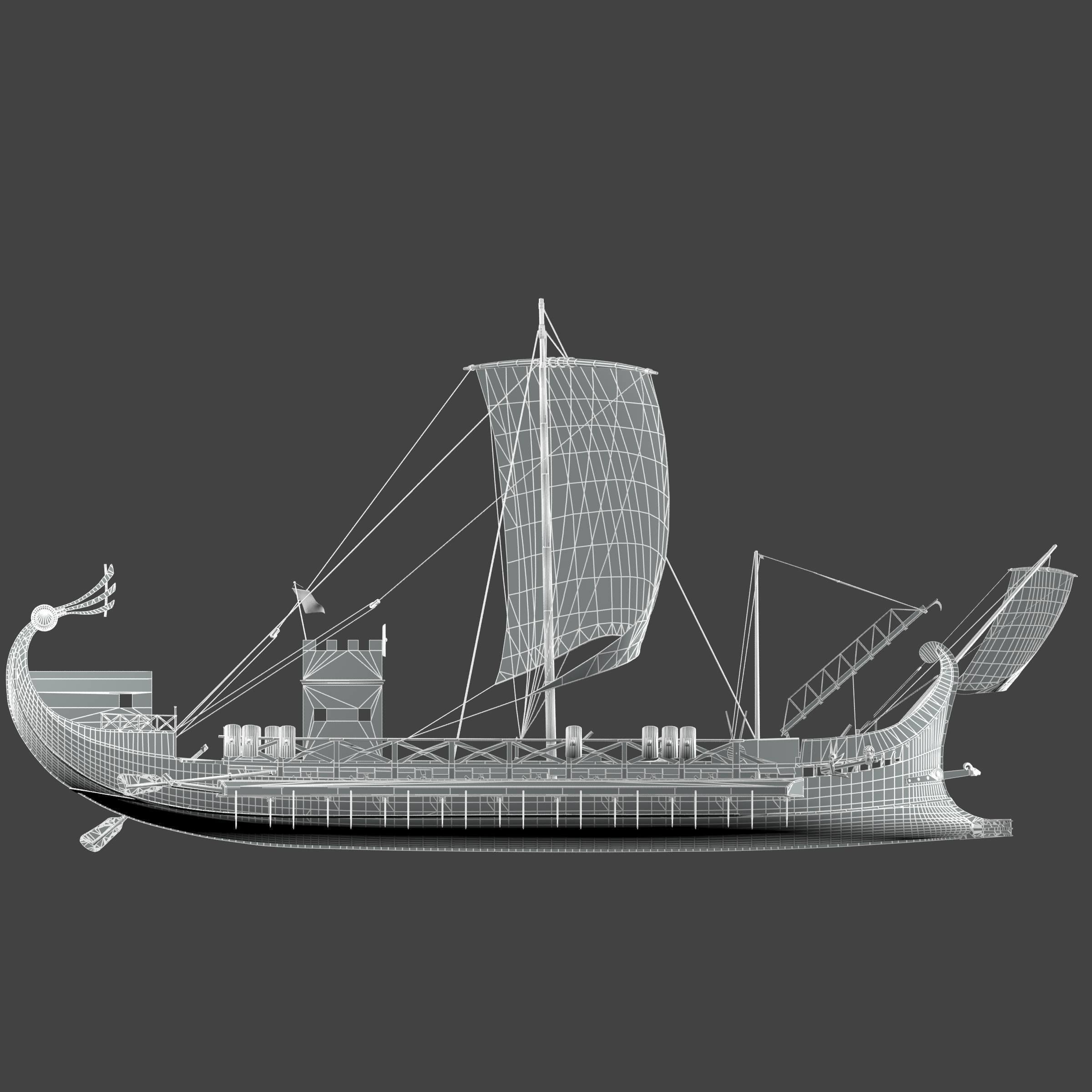 Roman Warship Bireme 3D model_34
