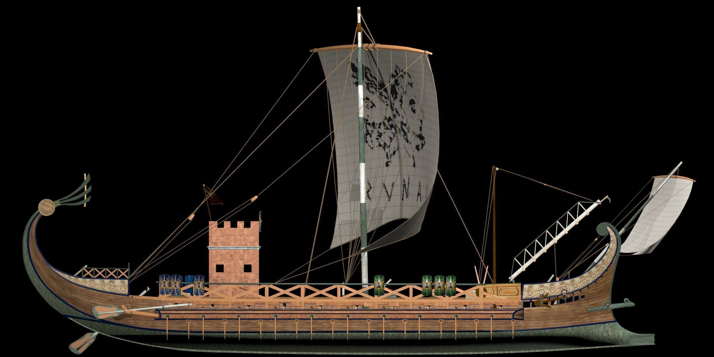 Roman Warship Bireme 3D model_31