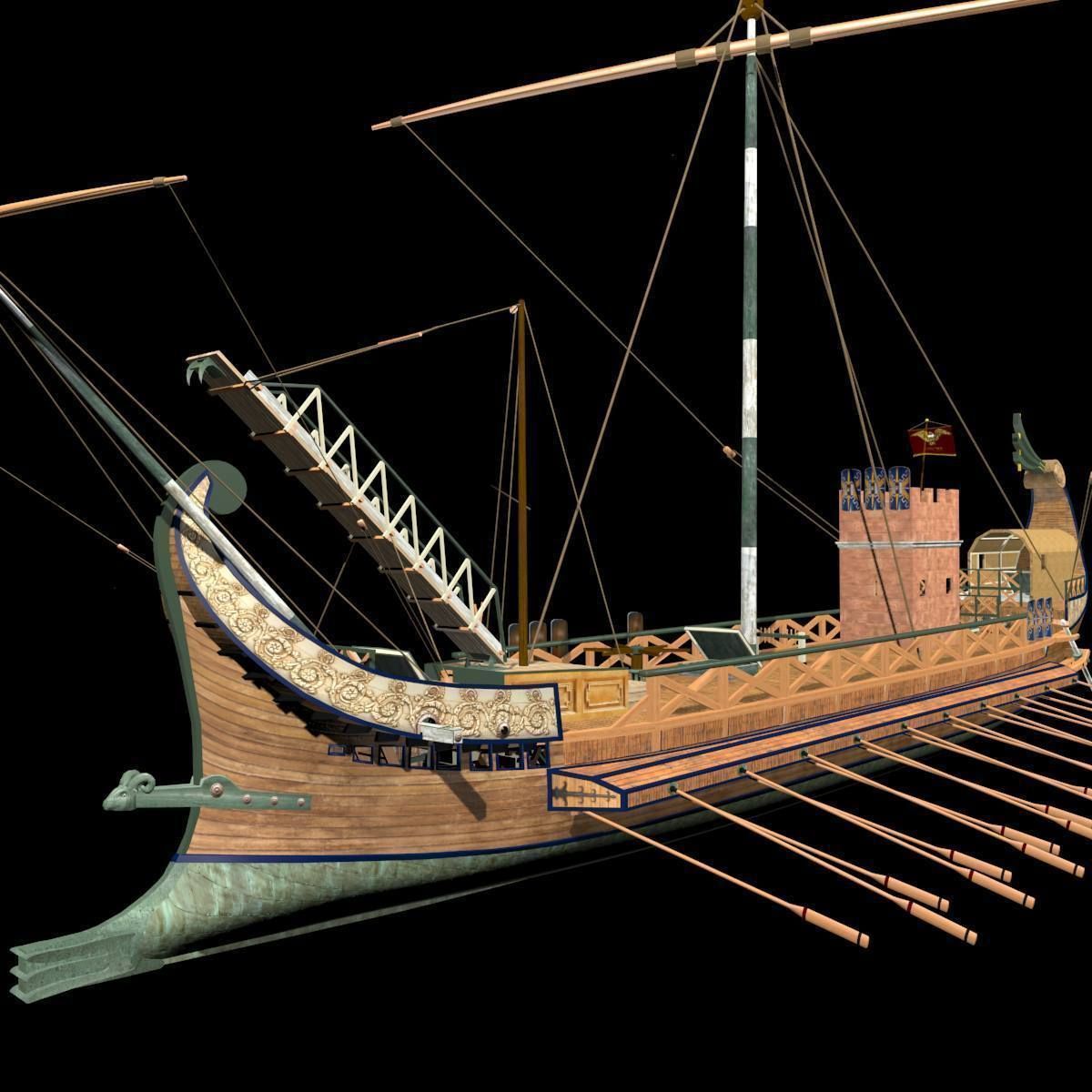 Roman Warship Bireme 3D model_17