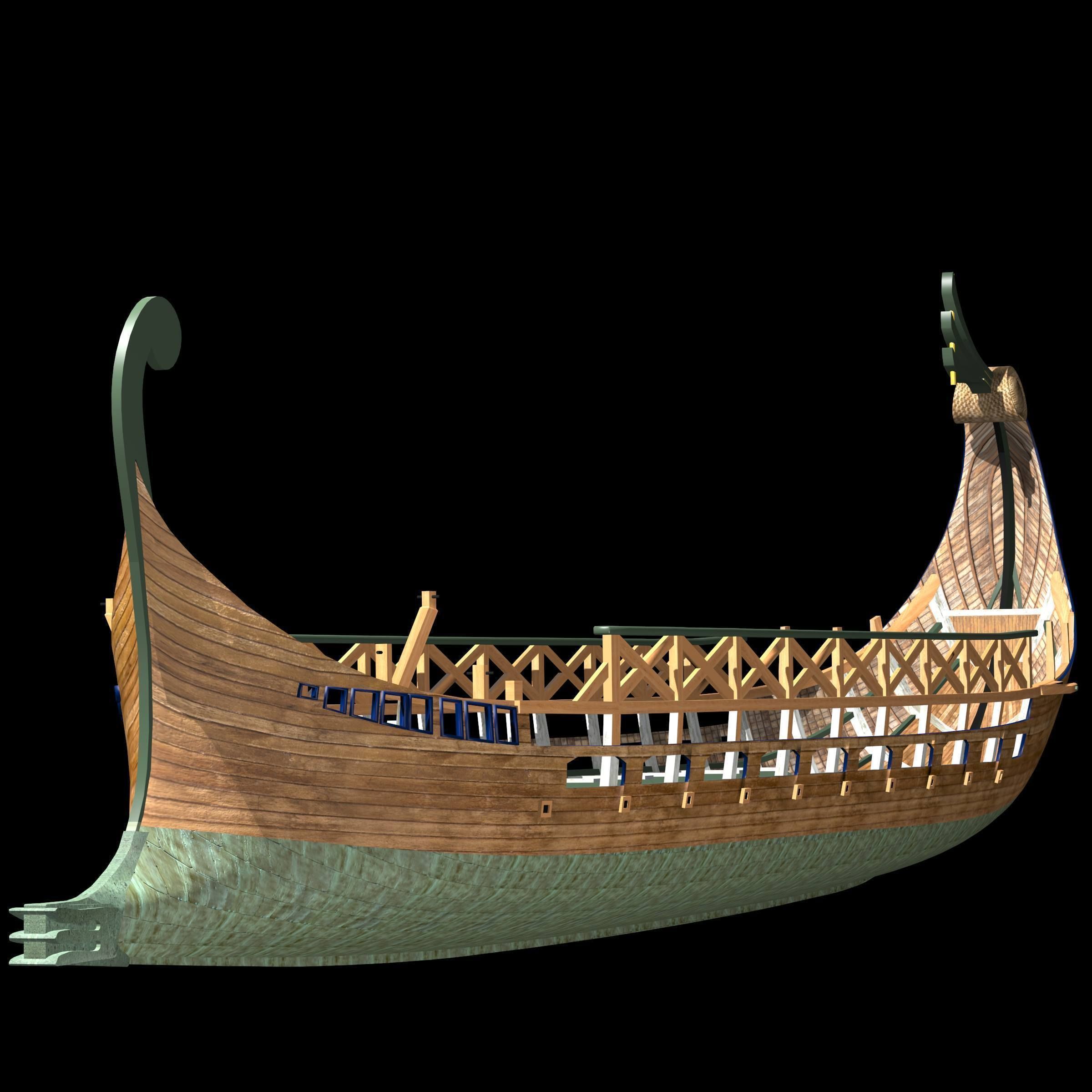 Roman Warship Bireme 3D model_14