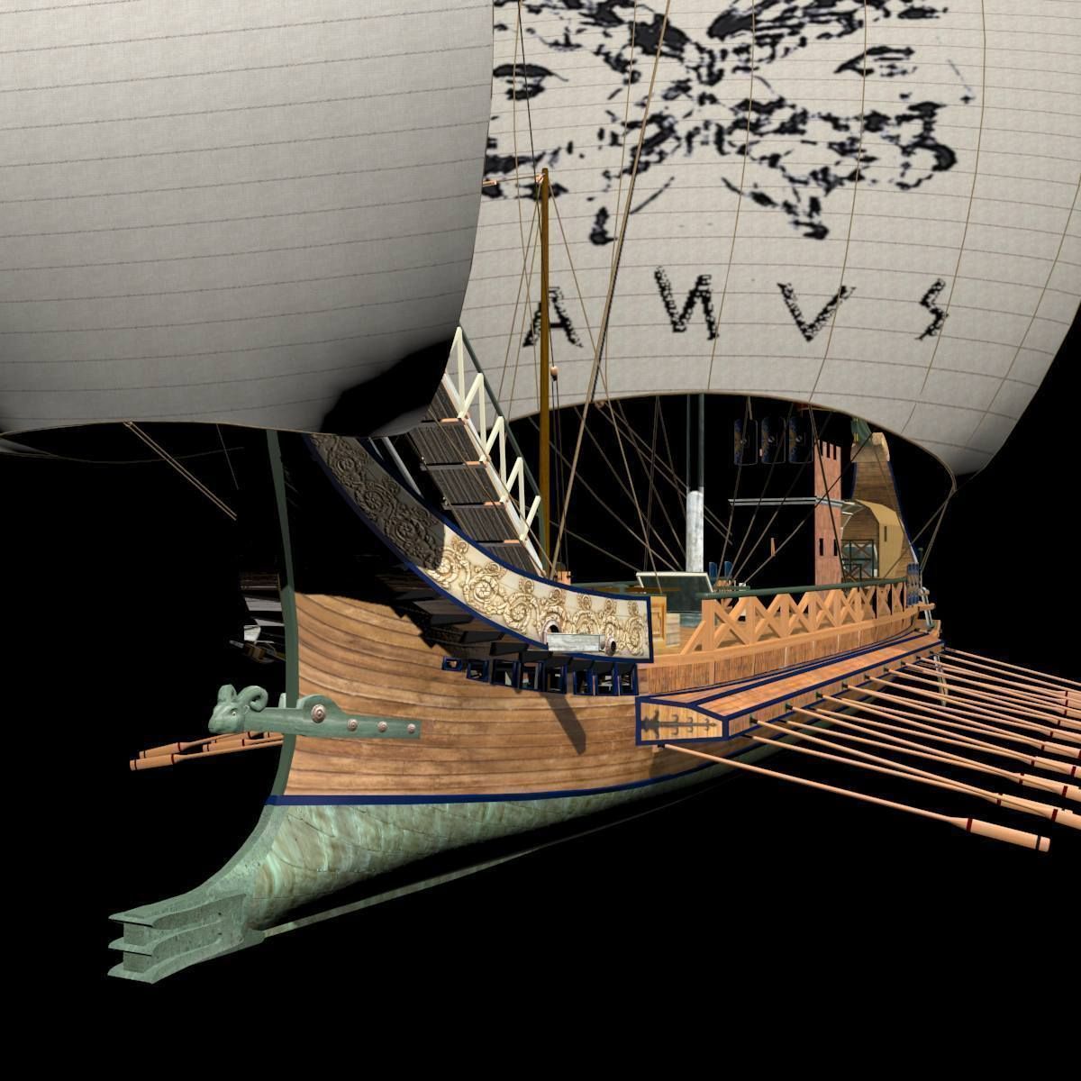 Roman Warship Bireme 3D model_18