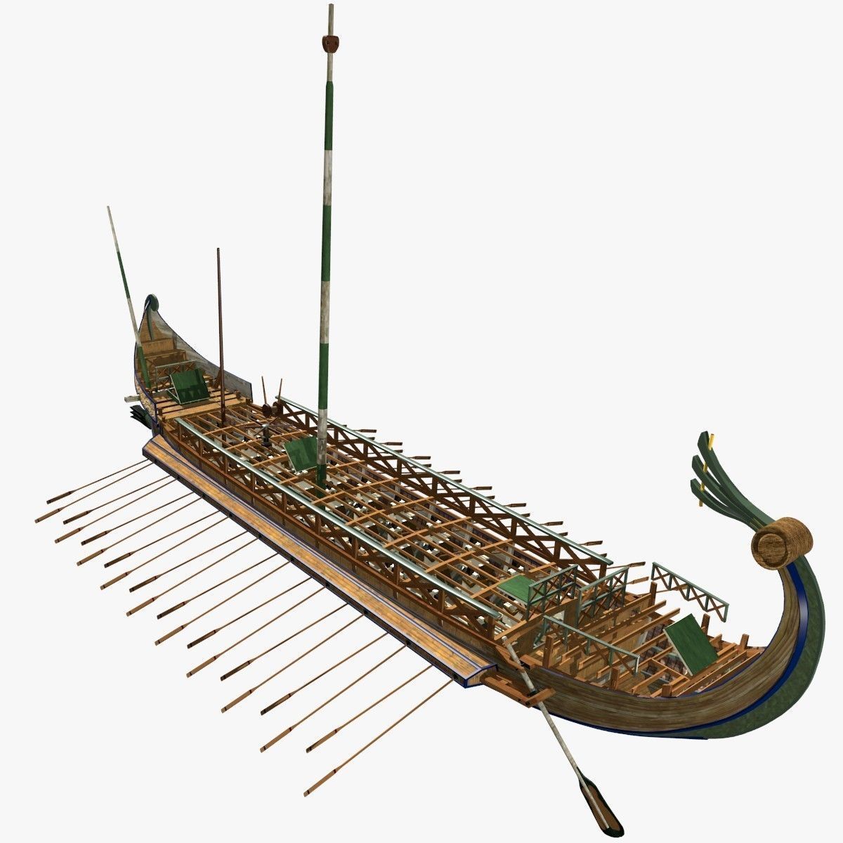 Roman Warship Bireme 3D model_12