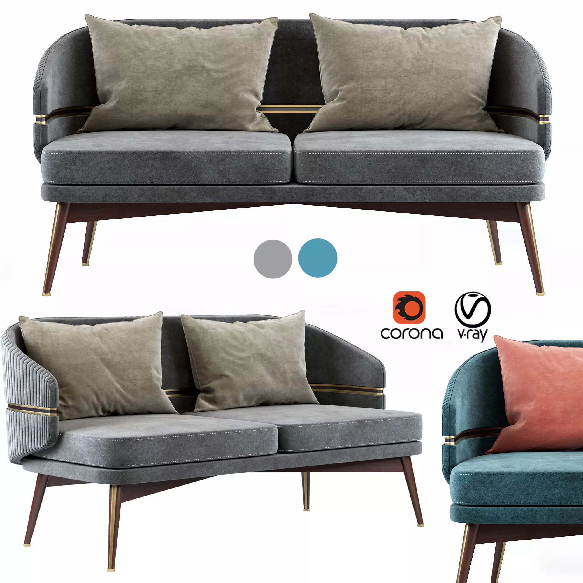 Aster billy sofa 2 seater 3D model