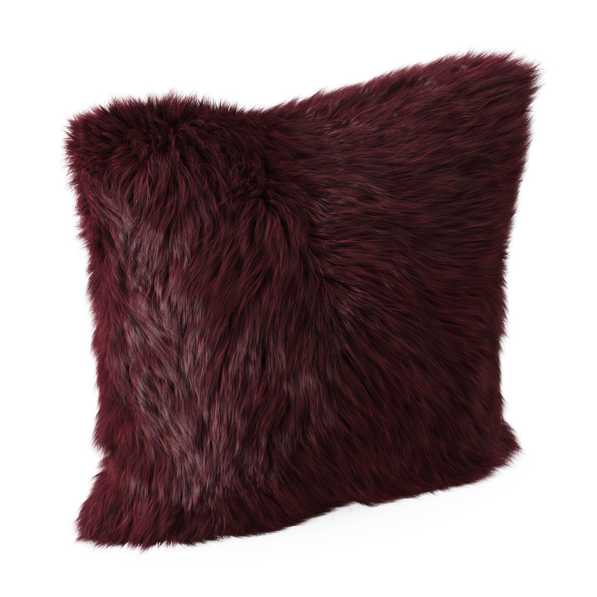Burgundy  pillow fur sheepskin 3D model_1