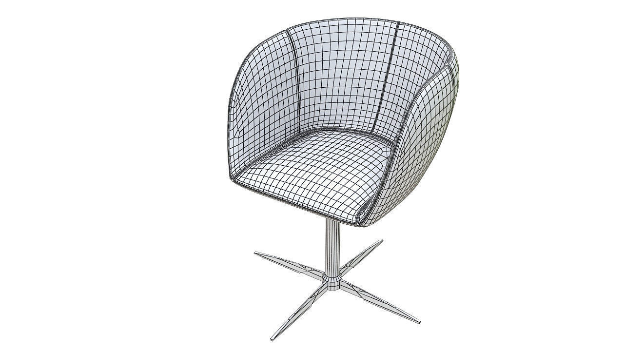 Curved dining chair metal legs 3D model_11