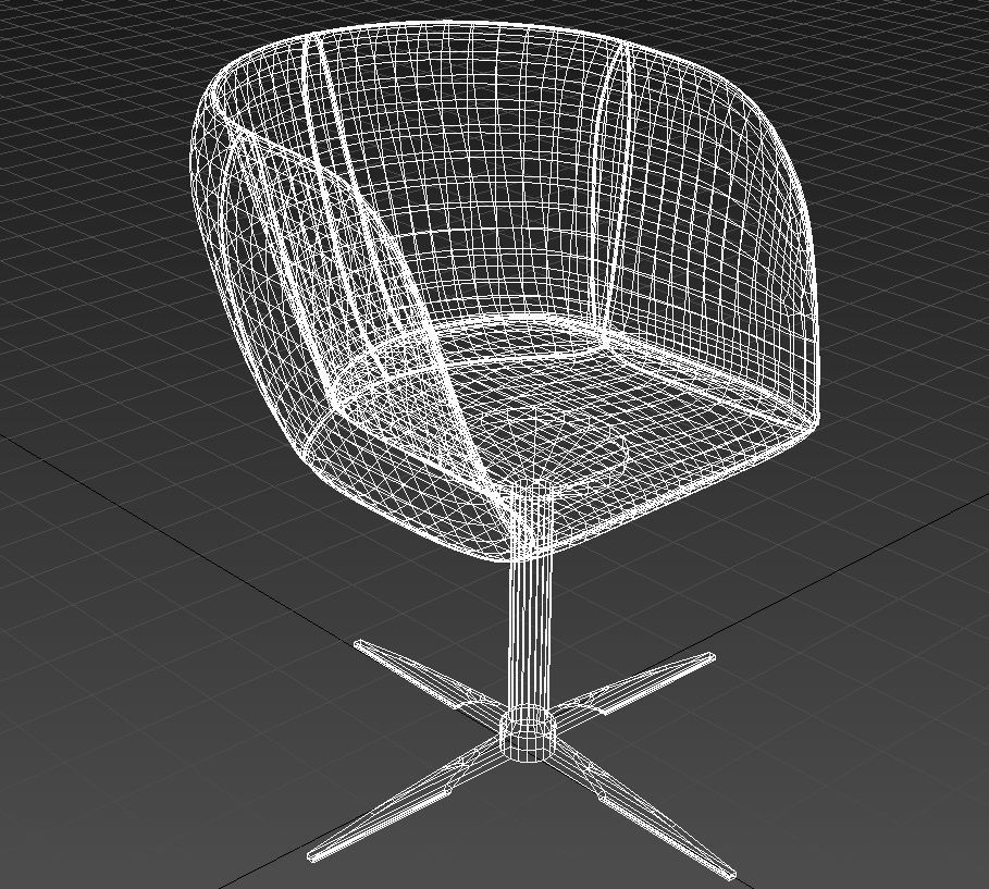 Curved dining chair metal legs 3D model_12