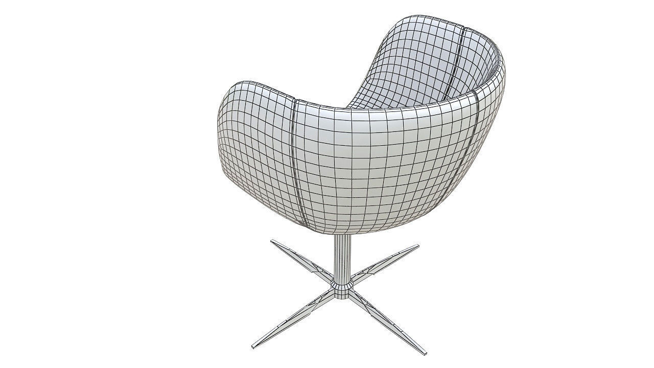 Curved dining chair metal legs 3D model_7