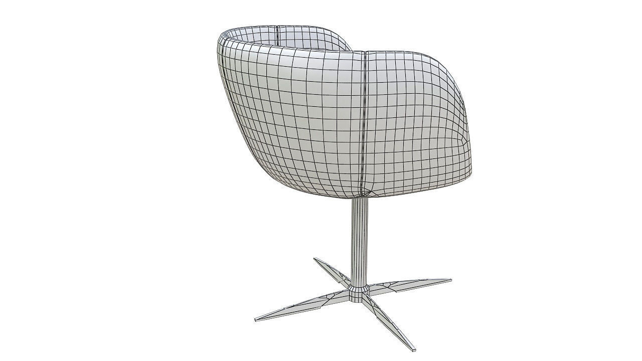 Curved dining chair metal legs 3D model_8