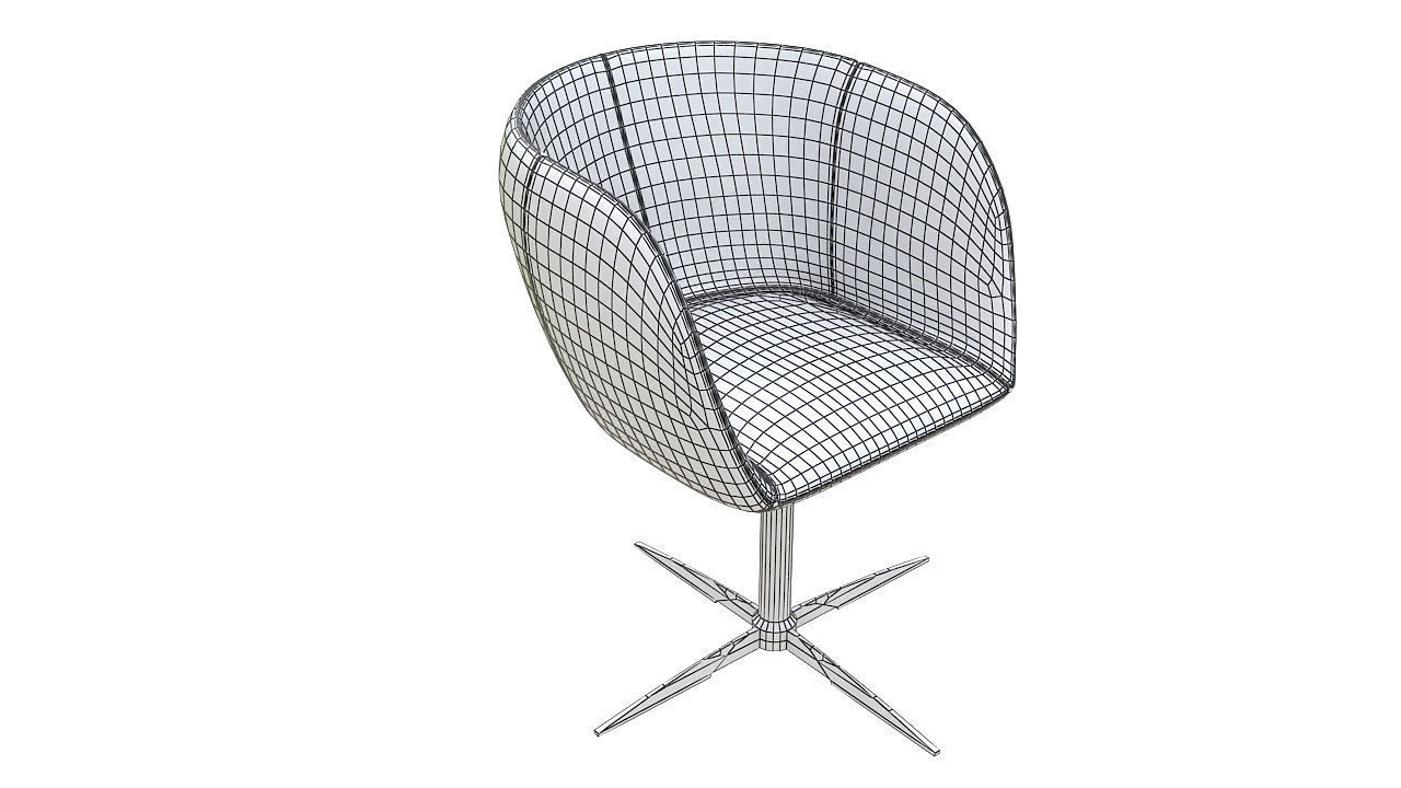 Curved dining chair metal legs 3D model_9