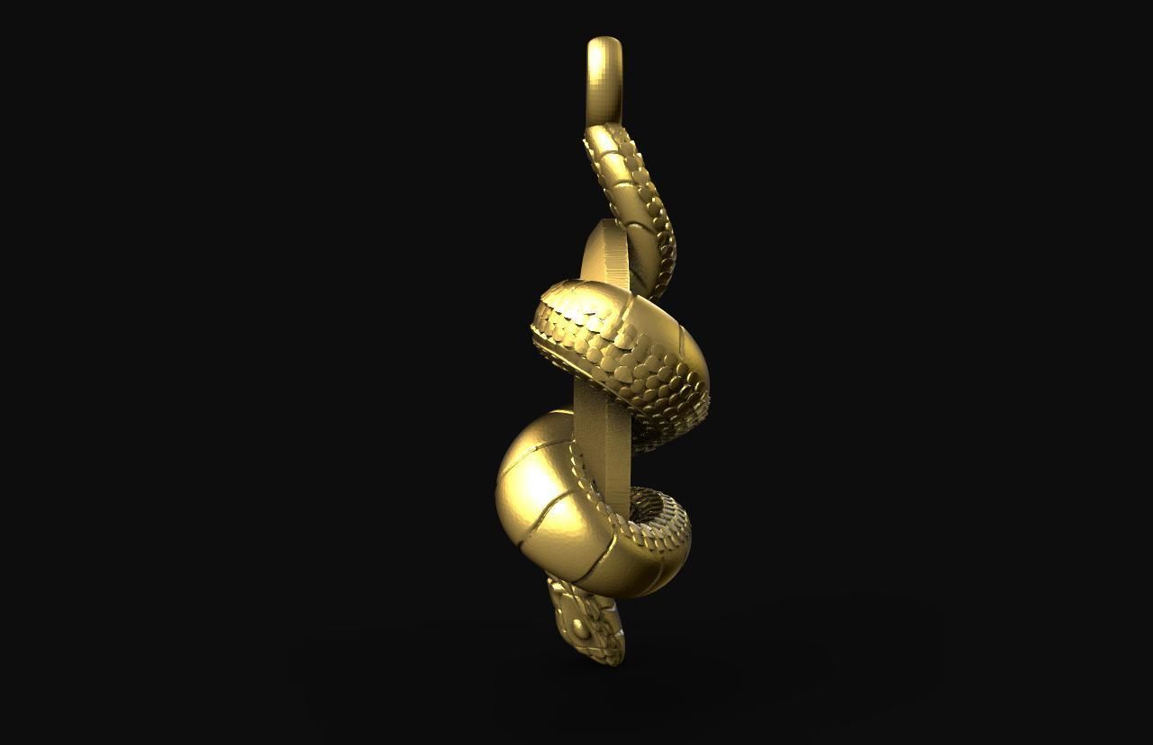snake moon pendant 3D print model_5