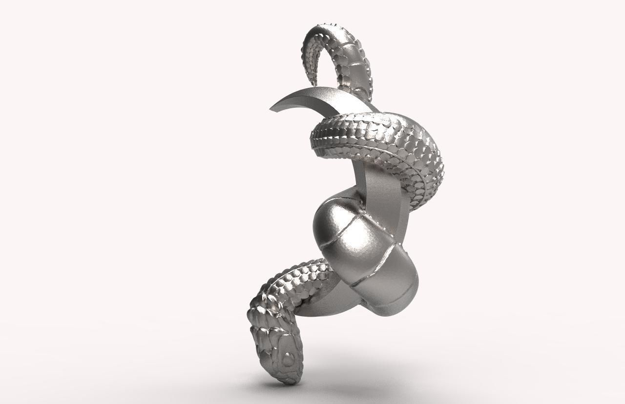 snake moon pendant 3D print model_9