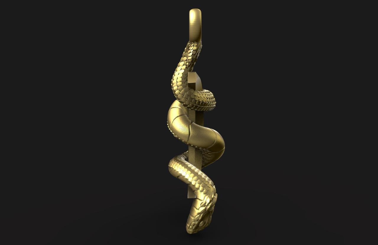 snake moon pendant 3D print model_3