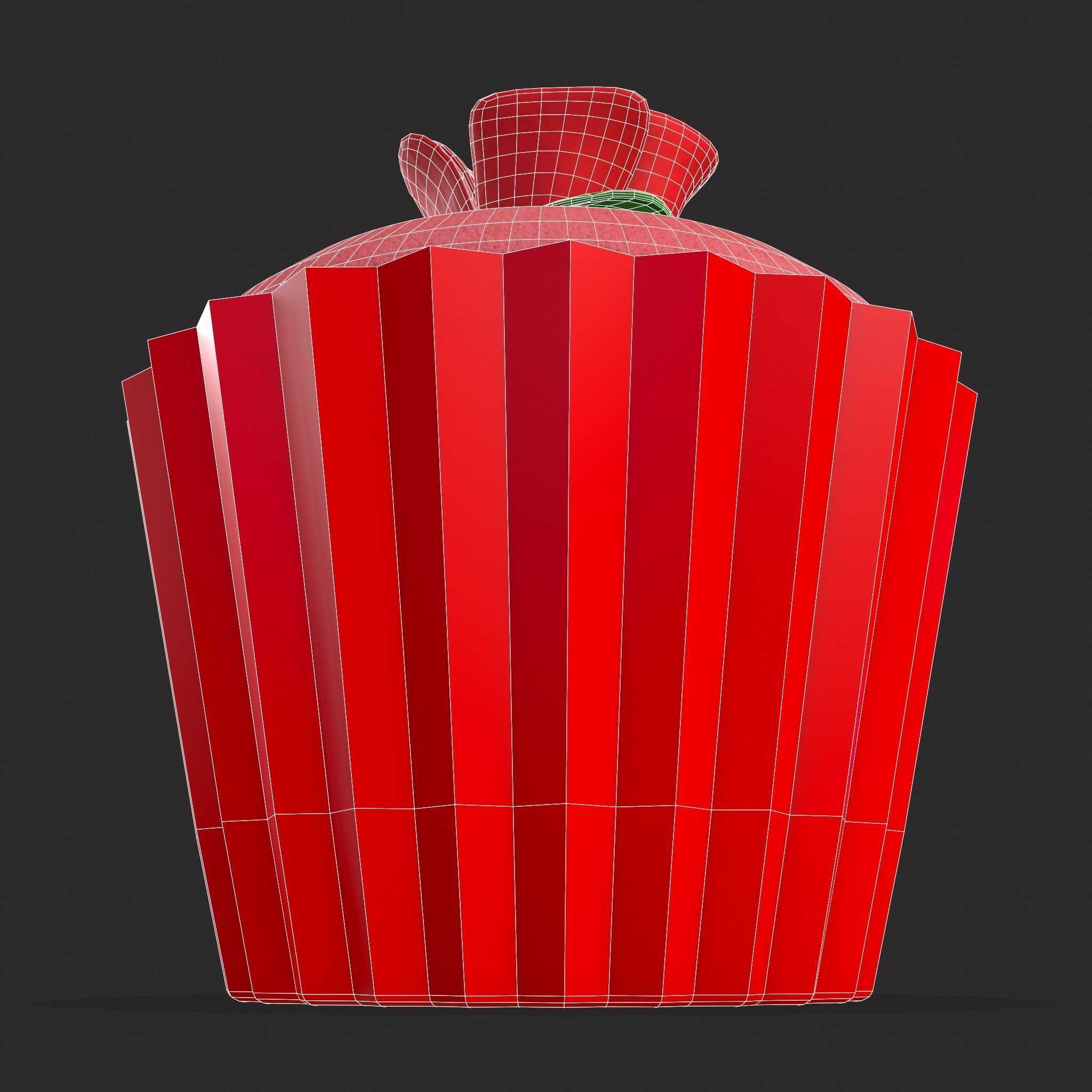 Valentines Rose Cupcake Low-poly 3D model_10
