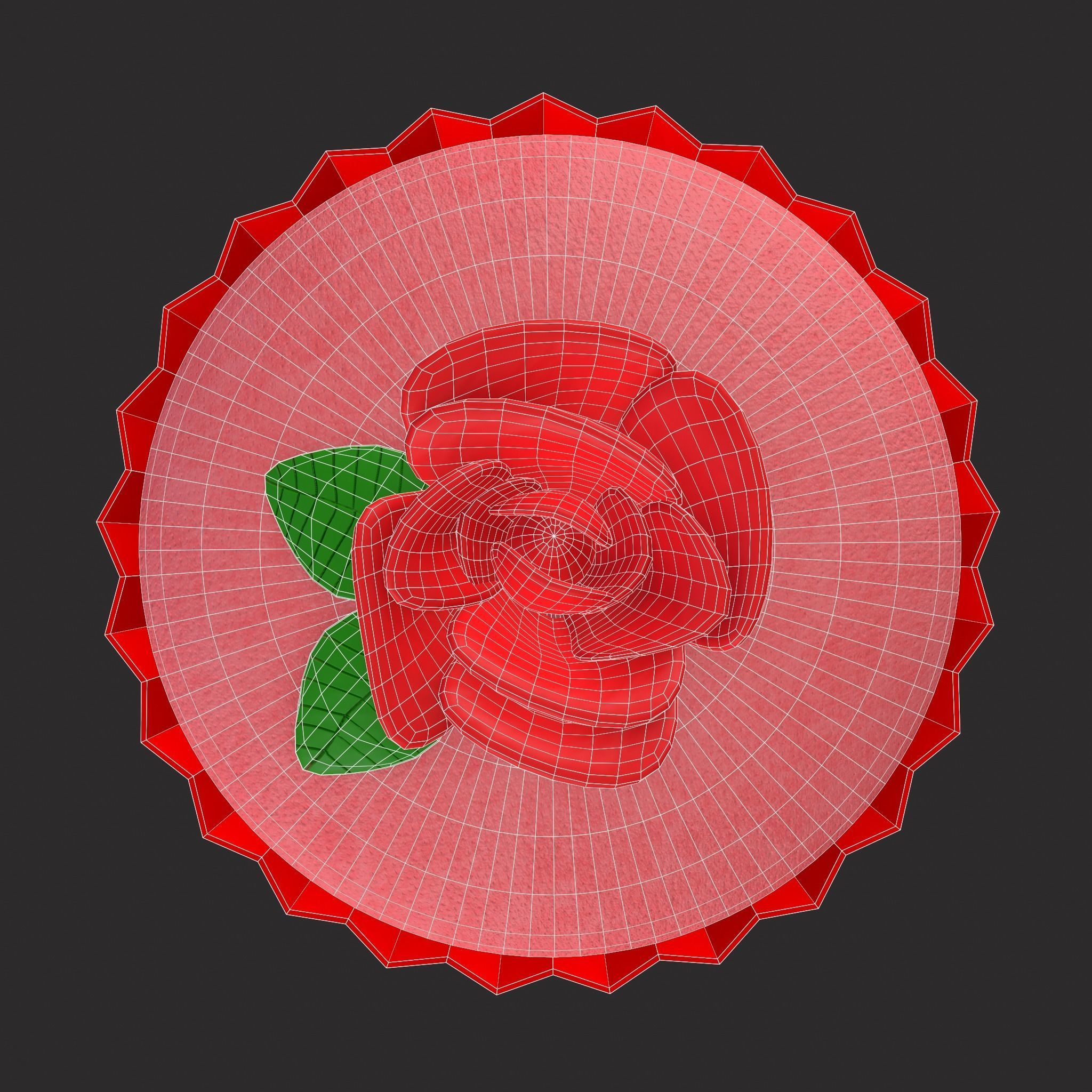 Valentines Rose Cupcake Low-poly 3D model_6