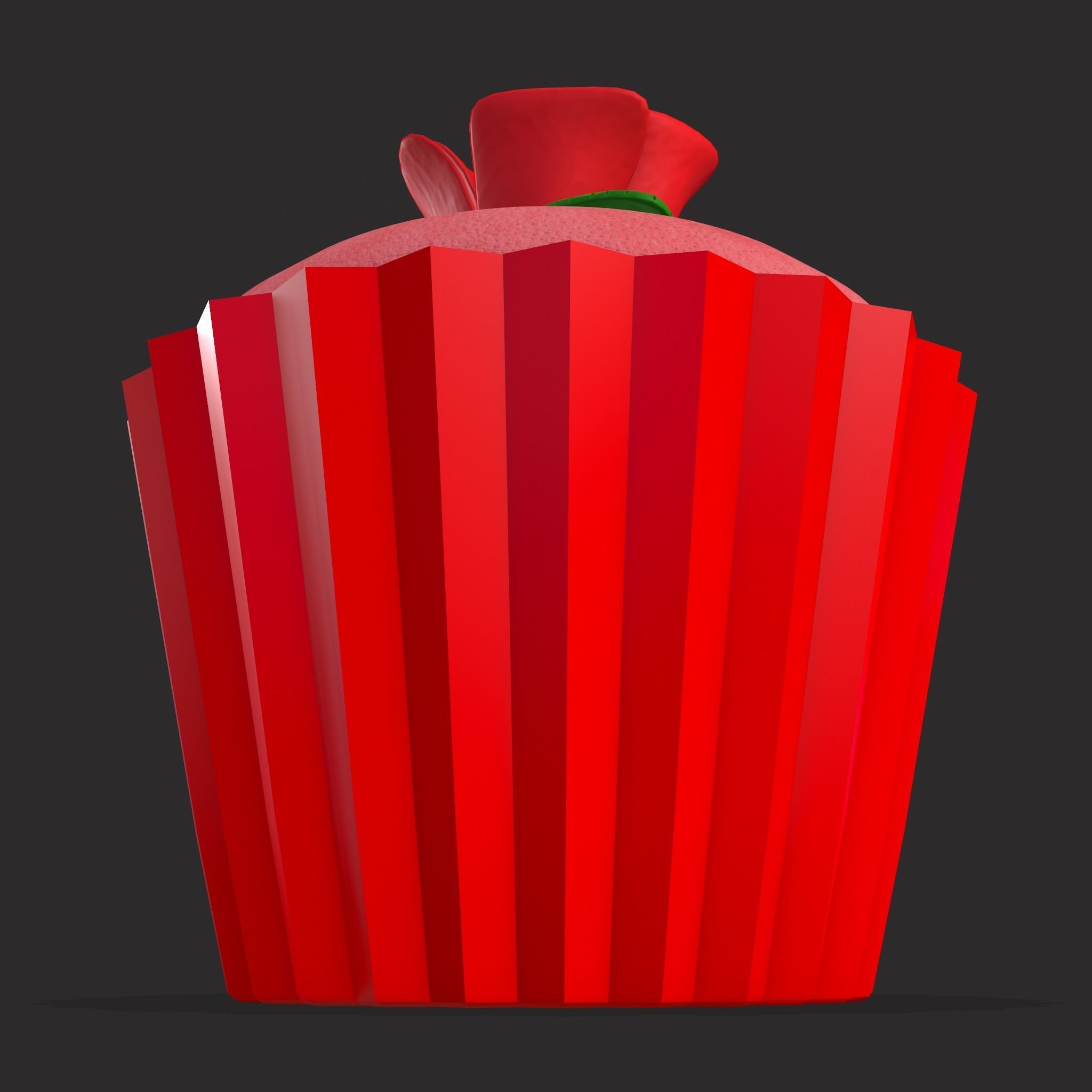 Valentines Rose Cupcake Low-poly 3D model_9
