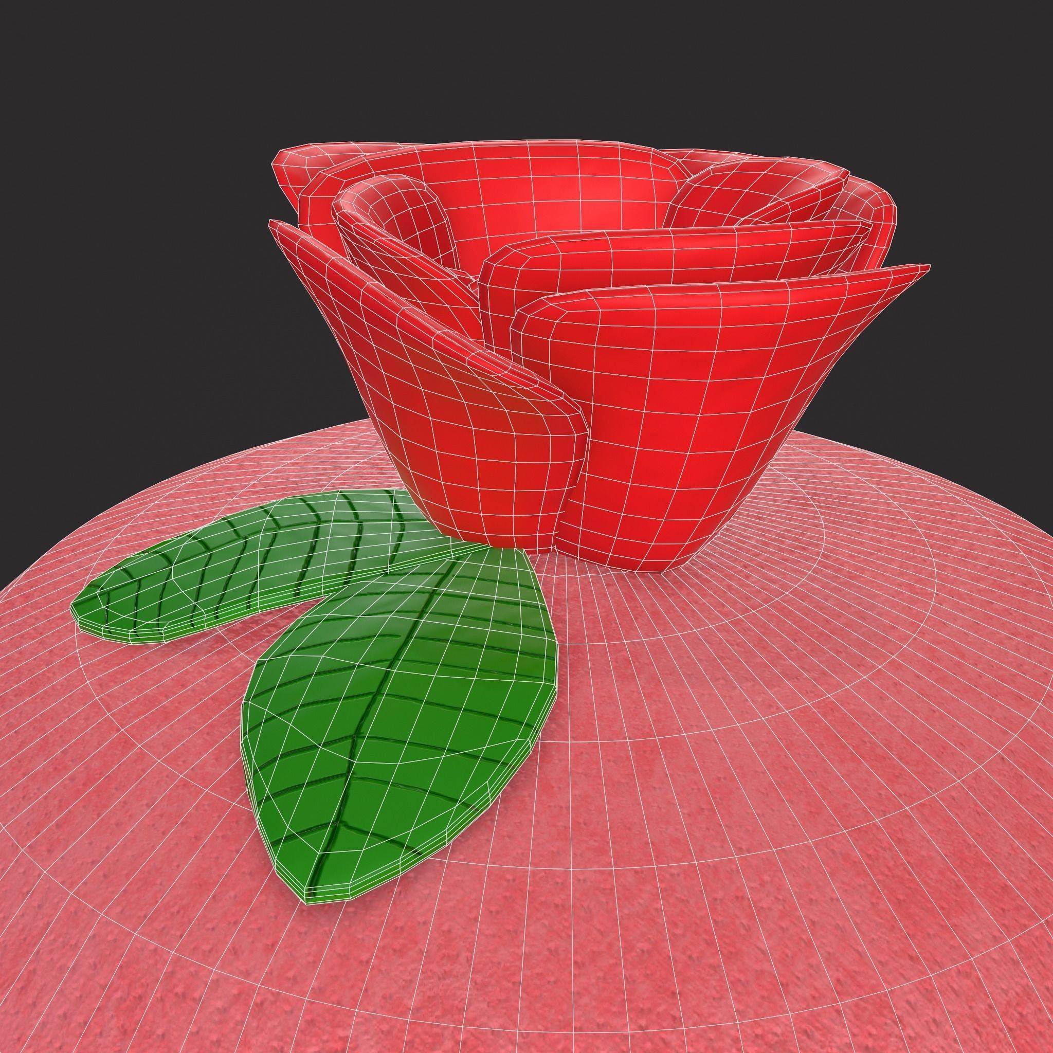 Valentines Rose Cupcake Low-poly 3D model_8