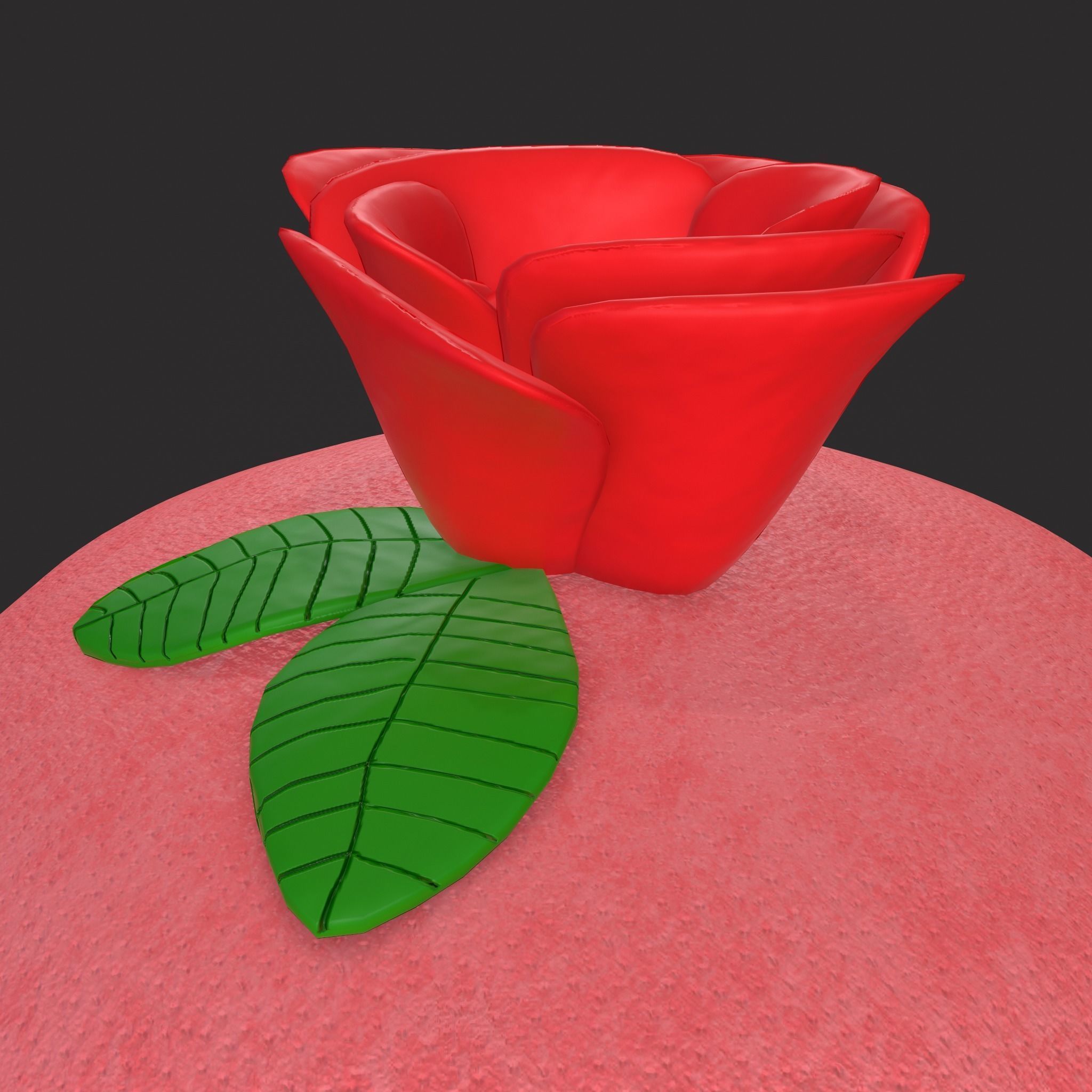 Valentines Rose Cupcake Low-poly 3D model_7